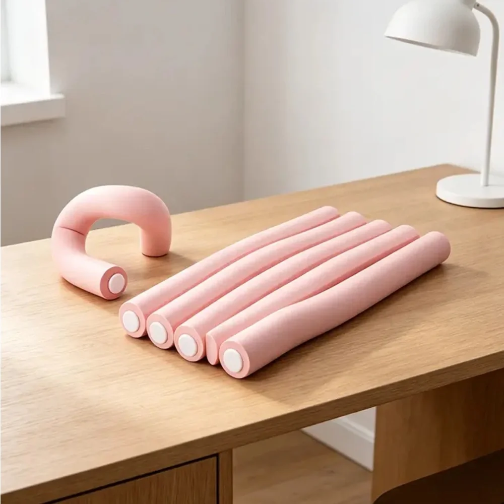 Soft Pink Foam Hair Rollers - Set of Styling Curlers